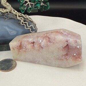 Natural Pink Amethyst Coffin Crystal Carving 3.56" Rebirth Heart Chakra E